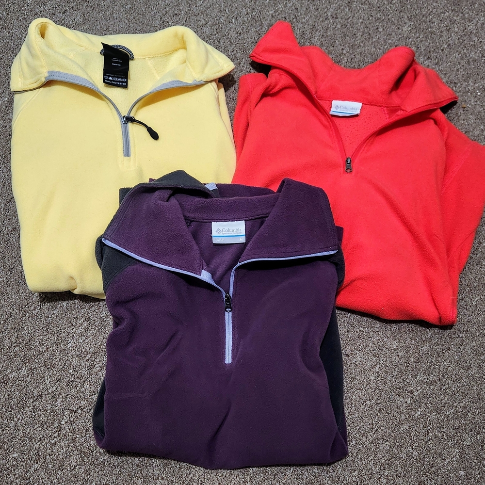 Columbia Fleece Pullover Bundle - Red, Yellow, Purple